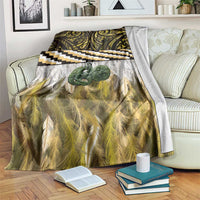 Yellow Traditional Cloak Aotearoa Blanket Maori Paua Shell Korowai Pattern LT14 Yellow - Polynesian Pride