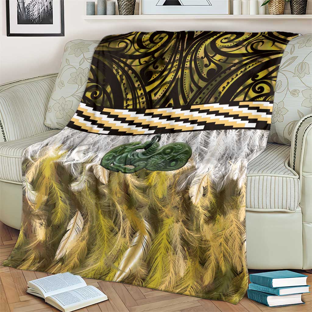 Yellow Traditional Cloak Aotearoa Blanket Maori Paua Shell Korowai Pattern LT14 - Polynesian Pride