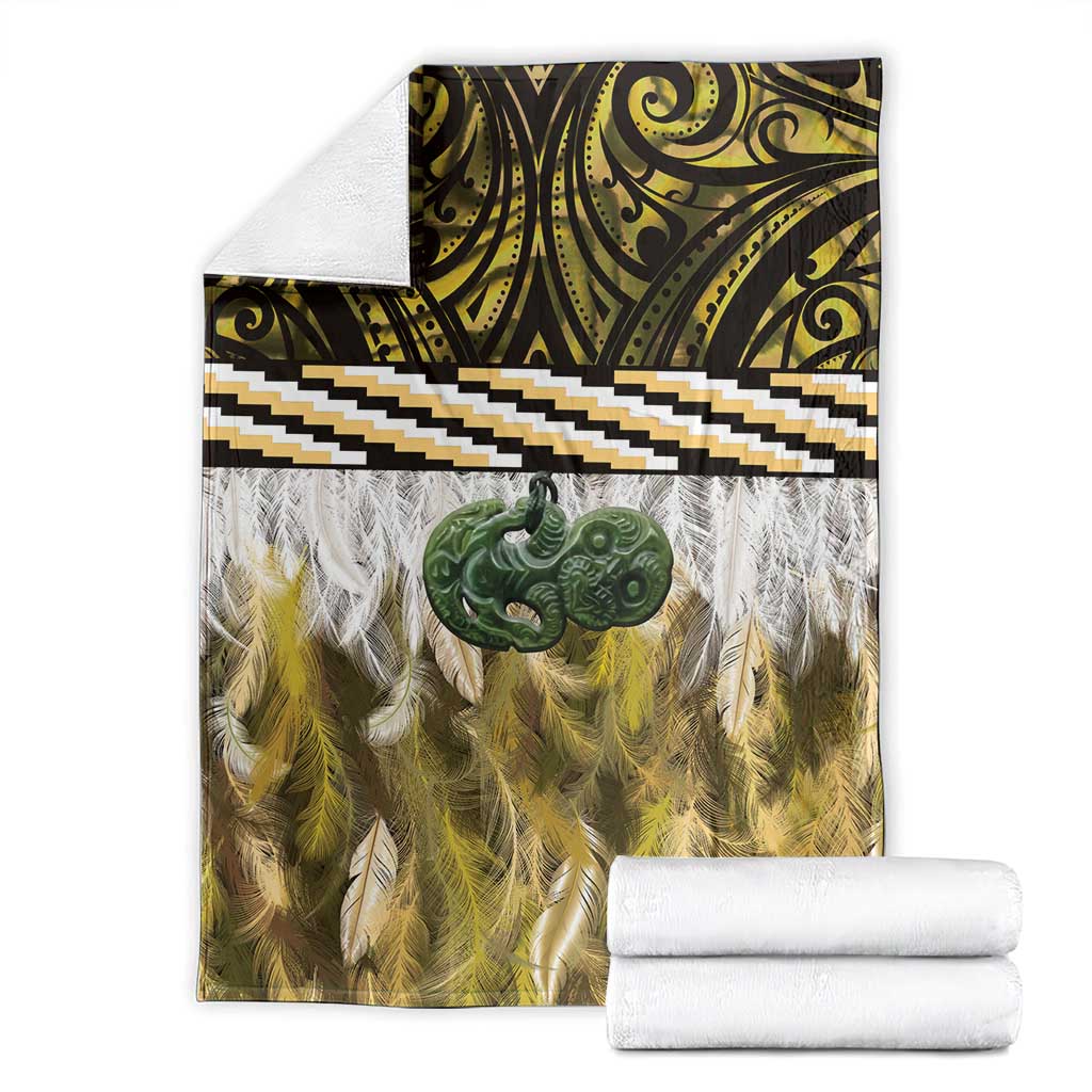 Yellow Traditional Cloak Aotearoa Blanket Maori Paua Shell Korowai Pattern LT14 - Polynesian Pride