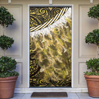 Yellow Traditional Cloak Aotearoa Door Cover Maori Paua Shell Korowai Pattern LT14 Yellow - Polynesian Pride
