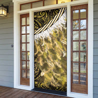 Yellow Traditional Cloak Aotearoa Door Cover Maori Paua Shell Korowai Pattern LT14 - Polynesian Pride