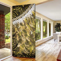 Yellow Traditional Cloak Aotearoa Door Cover Maori Paua Shell Korowai Pattern LT14 - Polynesian Pride