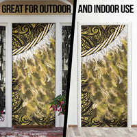 Yellow Traditional Cloak Aotearoa Door Cover Maori Paua Shell Korowai Pattern LT14 - Polynesian Pride