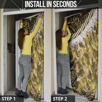 Yellow Traditional Cloak Aotearoa Door Cover Maori Paua Shell Korowai Pattern LT14 - Polynesian Pride