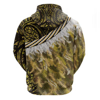 Yellow Traditional Cloak Aotearoa Hoodie Maori Paua Shell Korowai Pattern LT14 - Polynesian Pride