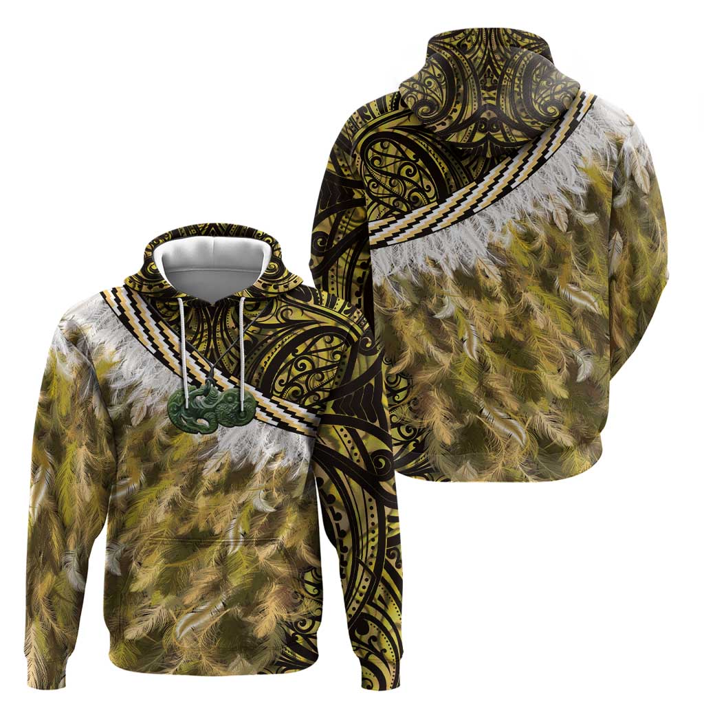 Yellow Traditional Cloak Aotearoa Hoodie Maori Paua Shell Korowai Pattern LT14 - Polynesian Pride