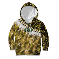 Yellow Traditional Cloak Aotearoa Kid Hoodie Maori Paua Shell Korowai Pattern LT14 Hoodie Yellow - Polynesian Pride
