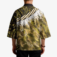 Yellow Traditional Cloak Aotearoa Kimono Maori Paua Shell Korowai Pattern LT14 - Polynesian Pride