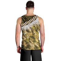 Yellow Traditional Cloak Aotearoa Men Tank Top Maori Paua Shell Korowai Pattern LT14 - Polynesian Pride