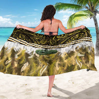 Yellow Traditional Cloak Aotearoa Sarong Maori Paua Shell Korowai Pattern LT14 - Polynesian Pride