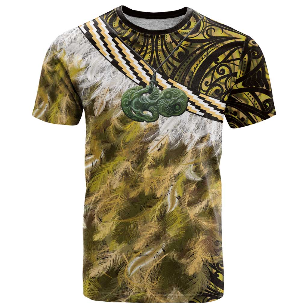 Yellow Traditional Cloak Aotearoa T Shirt Maori Paua Shell Korowai Pattern LT14 Yellow - Polynesian Pride