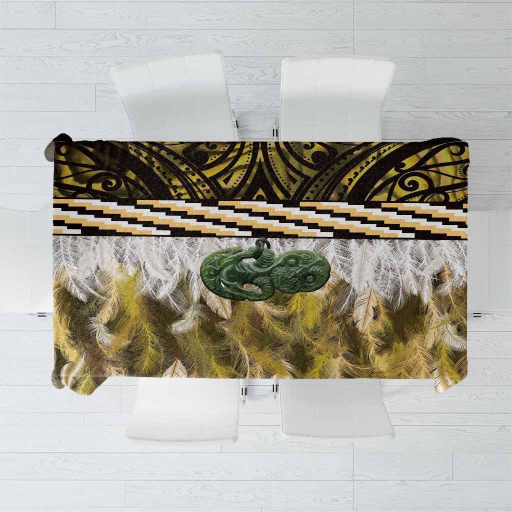 Yellow Traditional Cloak Aotearoa Tablecloth Maori Paua Shell Korowai Pattern LT14 Yellow - Polynesian Pride