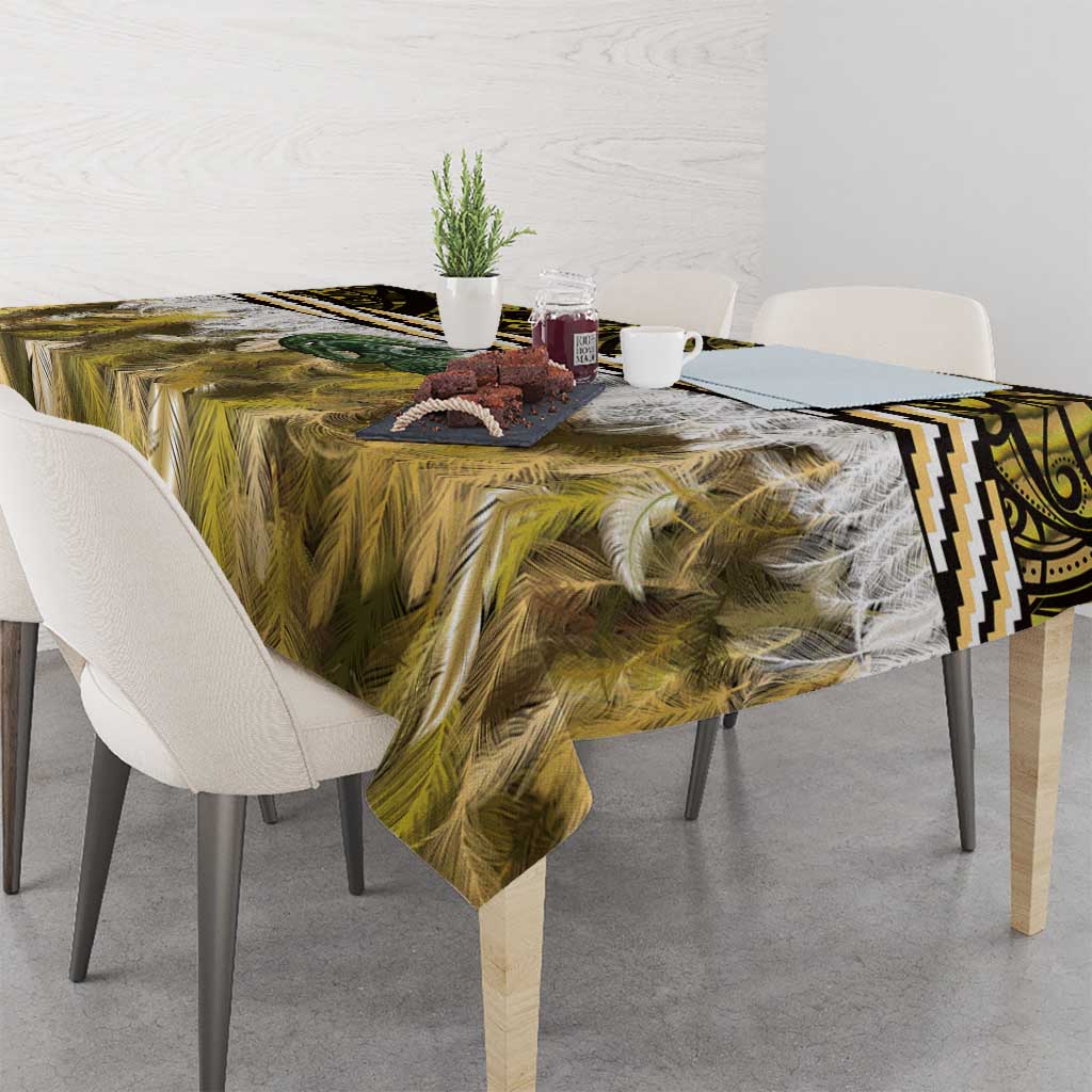 Yellow Traditional Cloak Aotearoa Tablecloth Maori Paua Shell Korowai Pattern LT14 - Polynesian Pride
