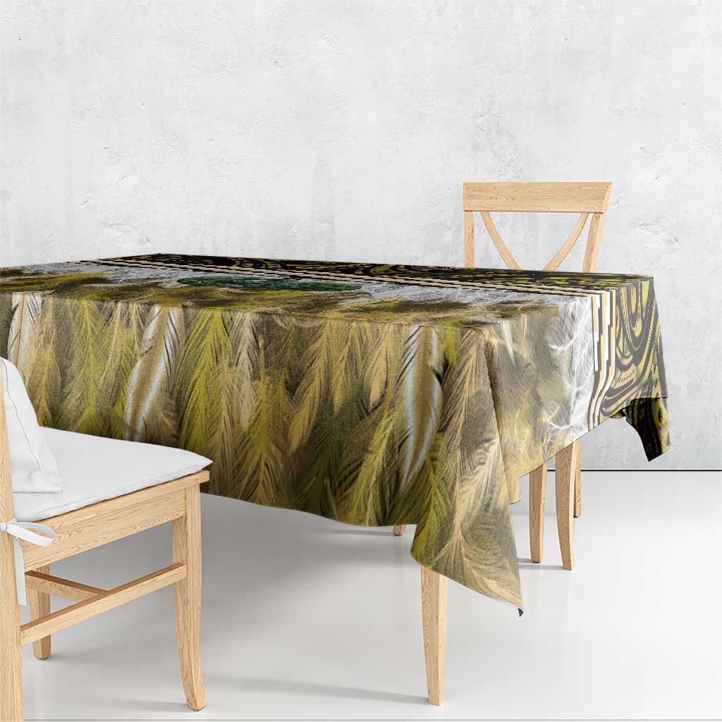 Yellow Traditional Cloak Aotearoa Tablecloth Maori Paua Shell Korowai Pattern LT14 - Polynesian Pride