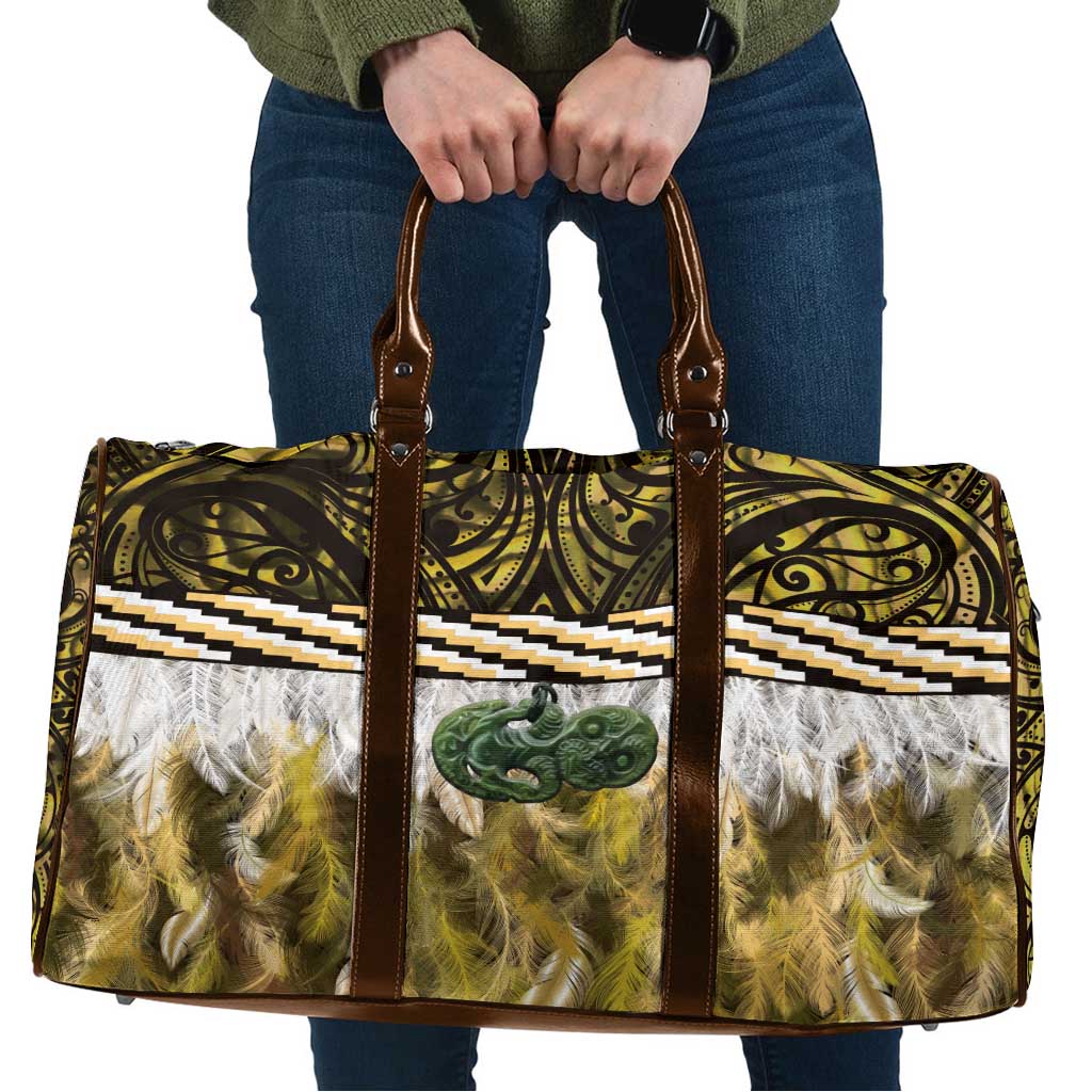 Yellow Traditional Cloak Aotearoa Travel Bag Maori Paua Shell Korowai Pattern LT14 Yellow - Polynesian Pride