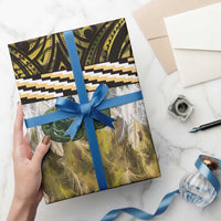 Yellow Traditional Cloak Aotearoa Wrapping Paper Maori Paua Shell Korowai Pattern LT14 - Polynesian Pride