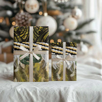 Yellow Traditional Cloak Aotearoa Wrapping Paper Maori Paua Shell Korowai Pattern LT14 - Polynesian Pride