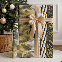 Yellow Traditional Cloak Aotearoa Wrapping Paper Maori Paua Shell Korowai Pattern LT14 - Polynesian Pride