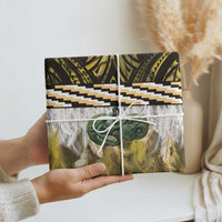 Yellow Traditional Cloak Aotearoa Wrapping Paper Maori Paua Shell Korowai Pattern LT14 - Polynesian Pride
