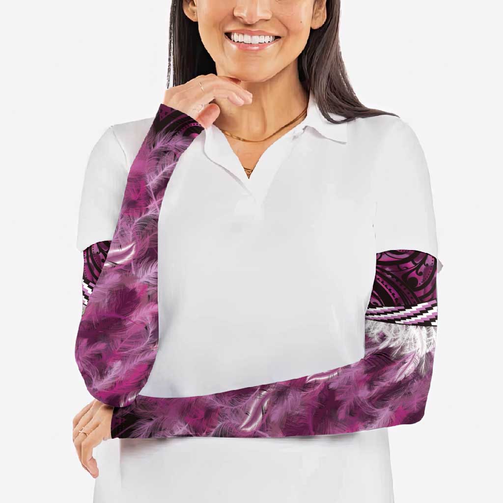Pink Traditional Cloak Aotearoa Arm Sleeves Maori Paua Shell Korowai Pattern LT14 - Polynesian Pride