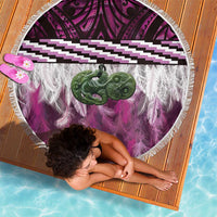 Pink Traditional Cloak Aotearoa Beach Blanket Maori Paua Shell Korowai Pattern LT14 - Polynesian Pride