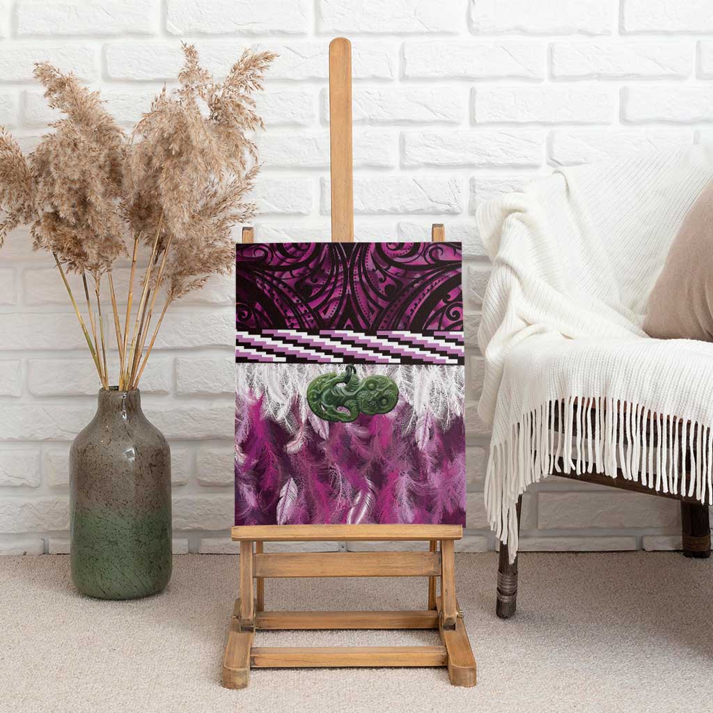 Pink Traditional Cloak Aotearoa Canvas Wall Art Maori Paua Shell Korowai Pattern LT14 - Polynesian Pride