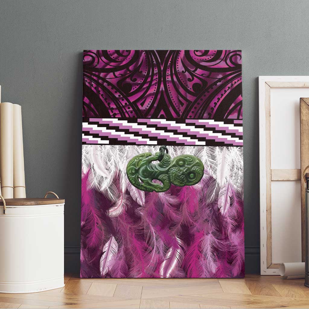 Pink Traditional Cloak Aotearoa Canvas Wall Art Maori Paua Shell Korowai Pattern LT14 - Polynesian Pride