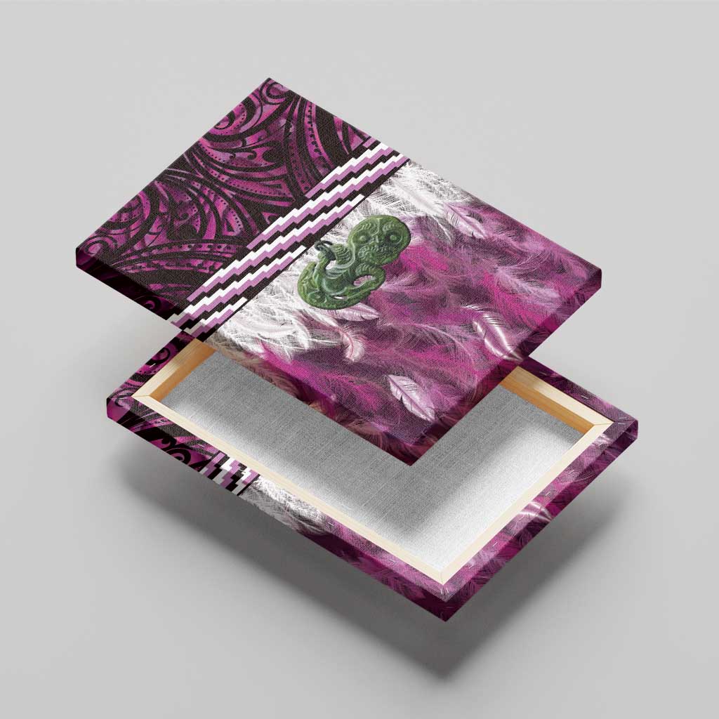 Pink Traditional Cloak Aotearoa Canvas Wall Art Maori Paua Shell Korowai Pattern LT14 - Polynesian Pride