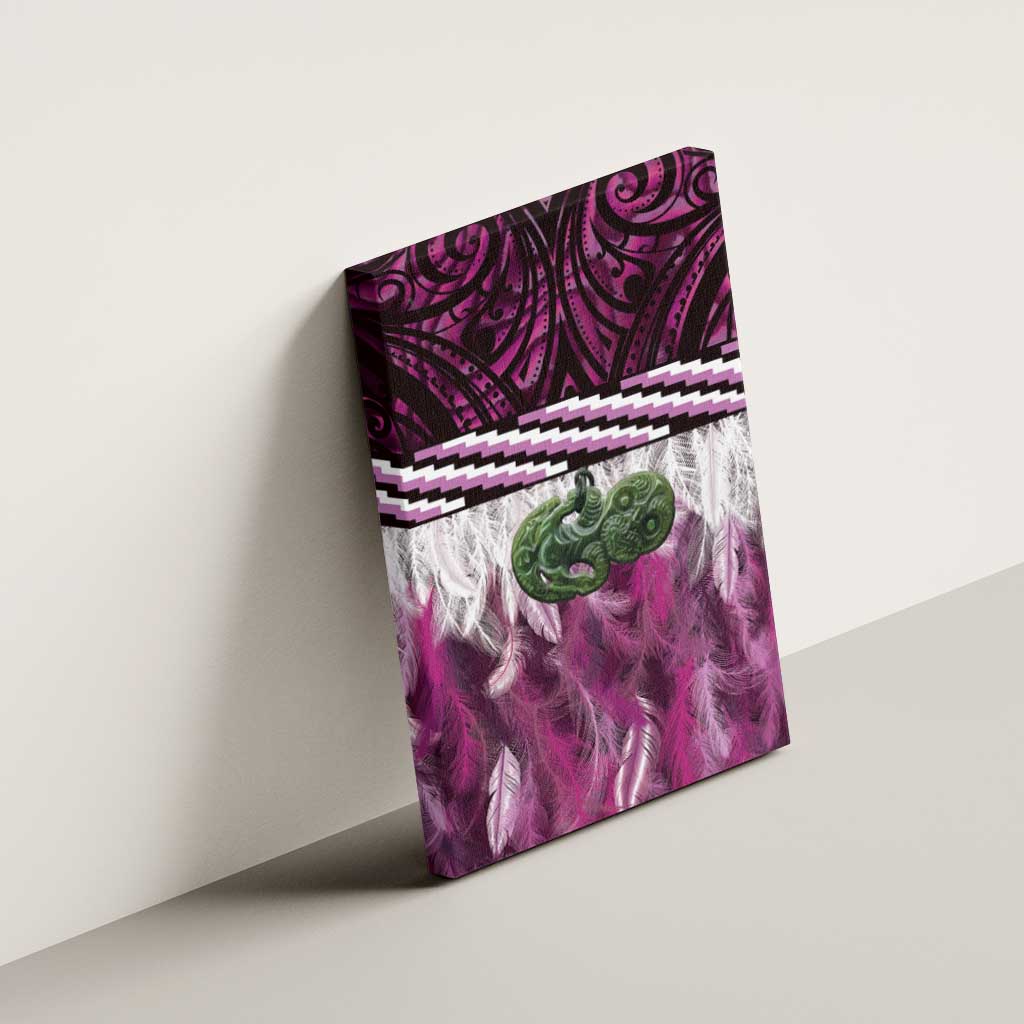 Pink Traditional Cloak Aotearoa Canvas Wall Art Maori Paua Shell Korowai Pattern LT14 - Polynesian Pride