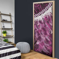 Pink Traditional Cloak Aotearoa Door Cover Maori Paua Shell Korowai Pattern LT14 - Polynesian Pride