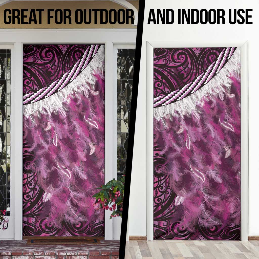 Pink Traditional Cloak Aotearoa Door Cover Maori Paua Shell Korowai Pattern LT14 - Polynesian Pride