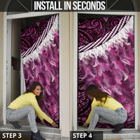 Pink Traditional Cloak Aotearoa Door Cover Maori Paua Shell Korowai Pattern LT14 - Polynesian Pride
