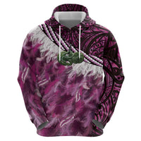 Pink Traditional Cloak Aotearoa Hoodie Maori Paua Shell Korowai Pattern LT14 - Polynesian Pride
