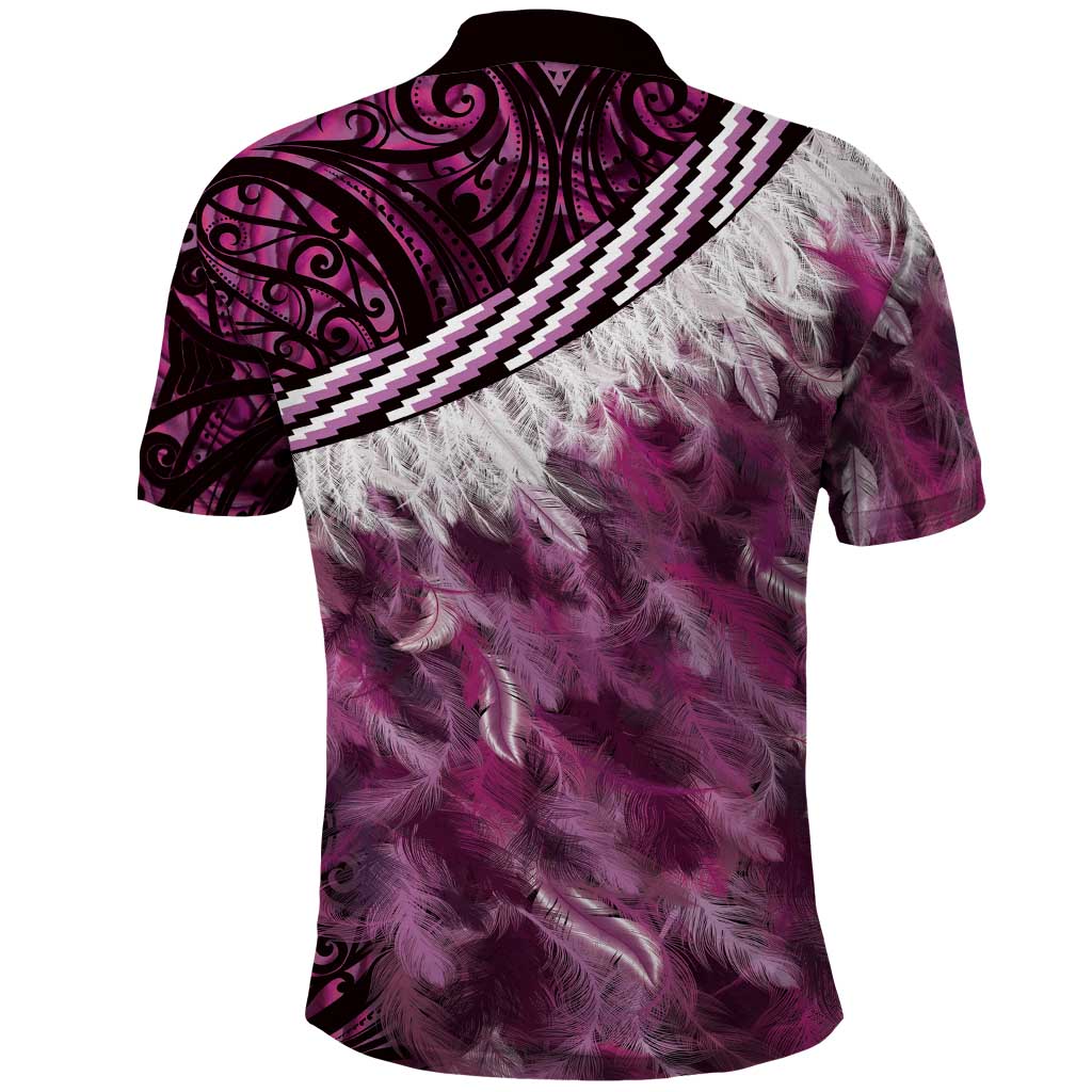 Pink Traditional Cloak Aotearoa Polo Shirt Maori Paua Shell Korowai Pattern LT14 - Polynesian Pride