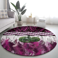 Pink Traditional Cloak Aotearoa Round Carpet Maori Paua Shell Korowai Pattern LT14 - Polynesian Pride