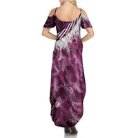 Pink Traditional Cloak Aotearoa Summer Maxi Dress Maori Paua Shell Korowai Pattern LT14 - Polynesian Pride