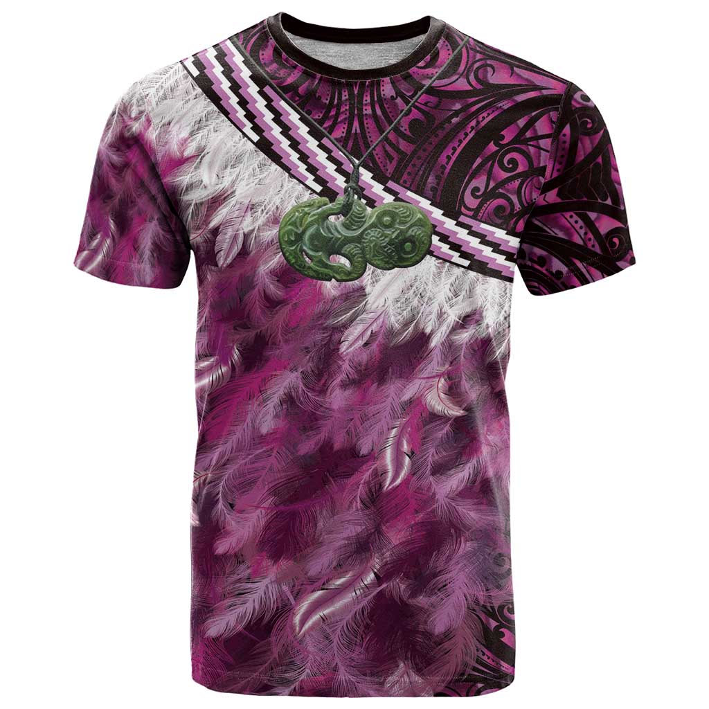 Pink Traditional Cloak Aotearoa T Shirt Maori Paua Shell Korowai Pattern LT14 Pink - Polynesian Pride