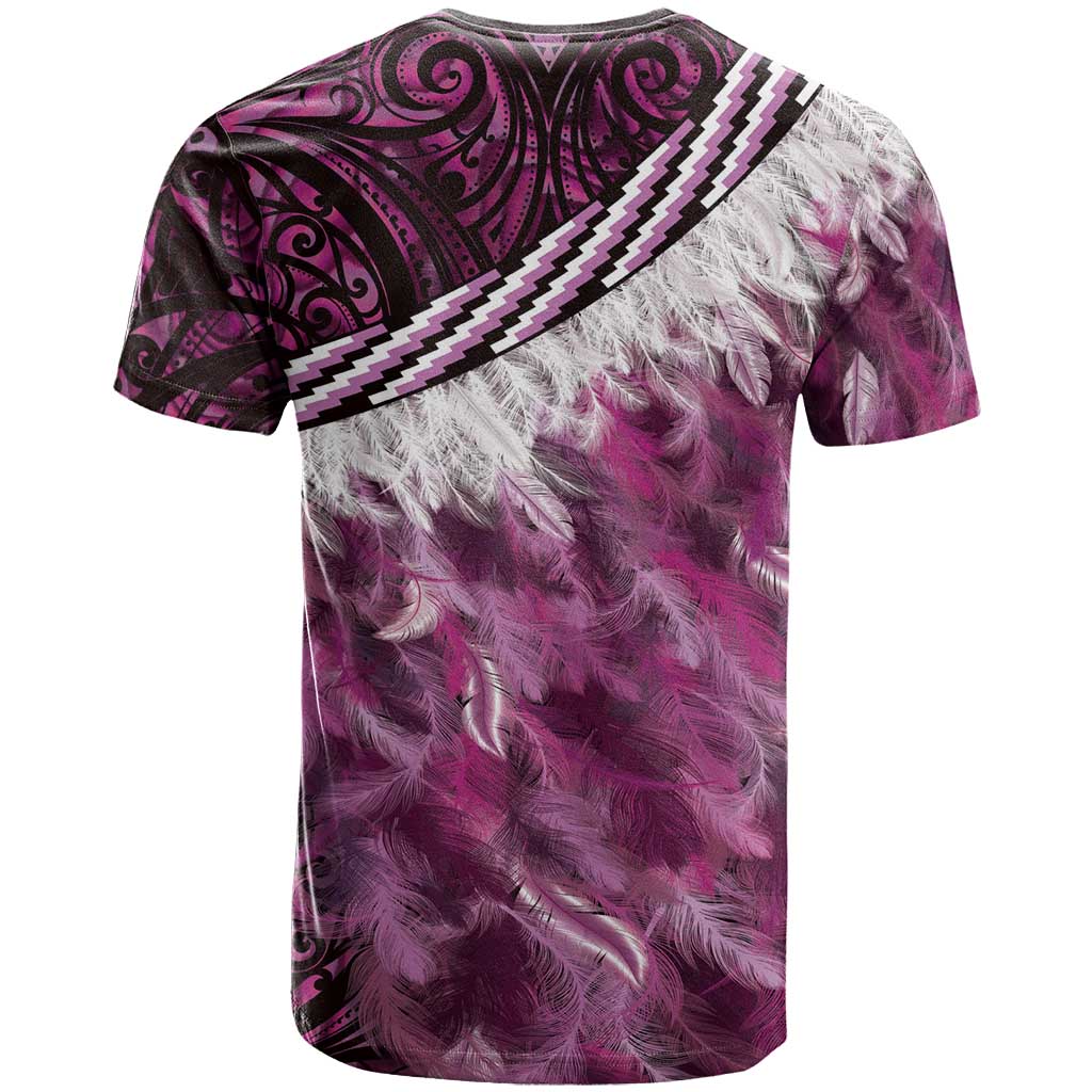 Pink Traditional Cloak Aotearoa T Shirt Maori Paua Shell Korowai Pattern LT14 - Polynesian Pride