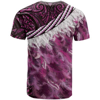 Pink Traditional Cloak Aotearoa T Shirt Maori Paua Shell Korowai Pattern LT14 - Polynesian Pride
