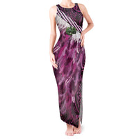 Pink Traditional Cloak Aotearoa Tank Maxi Dress Maori Paua Shell Korowai Pattern LT14 Women Pink - Polynesian Pride