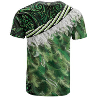Green Traditional Cloak Aotearoa T Shirt Maori Paua Shell Korowai Pattern LT14 - Polynesian Pride