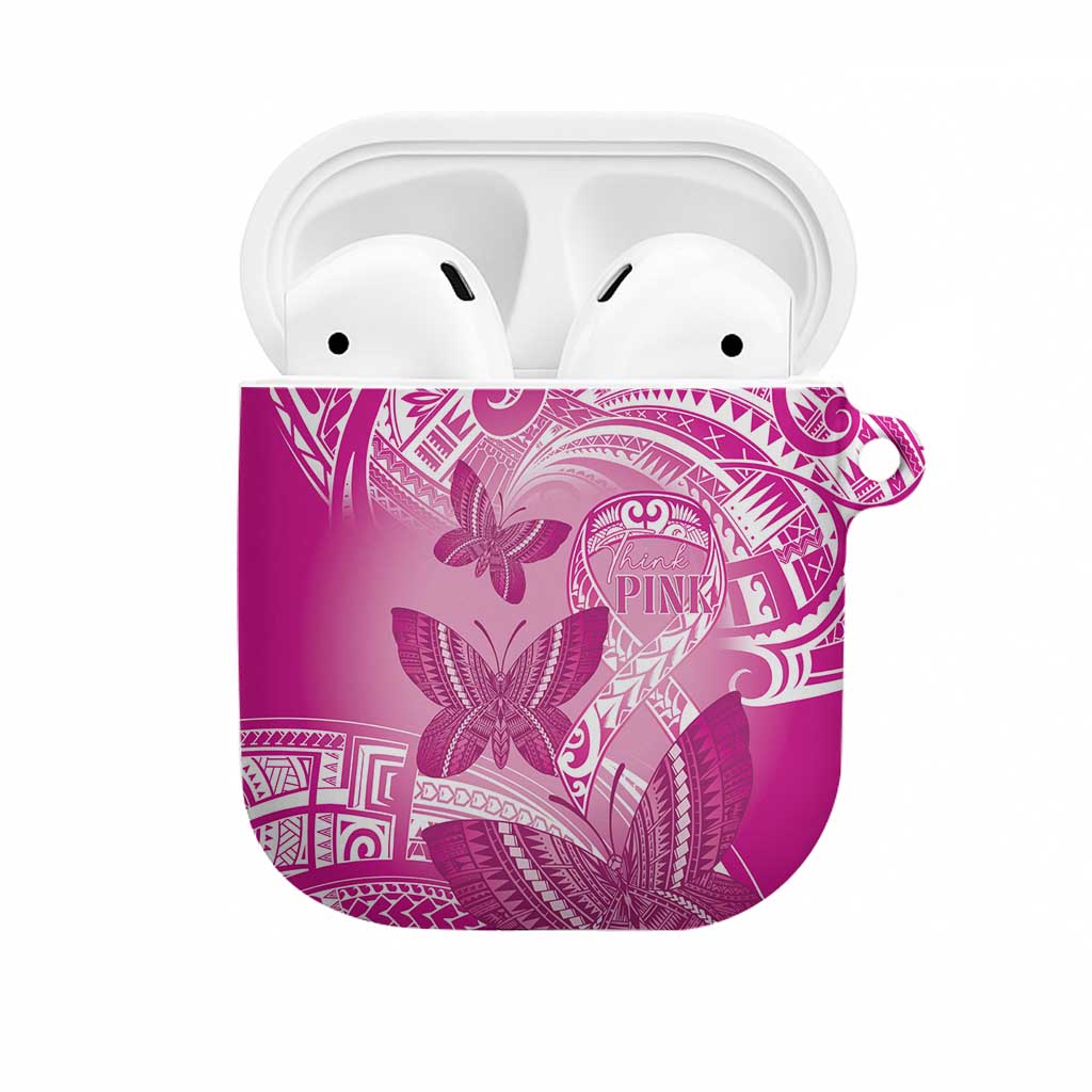 Polynesia Breast Cancer Awareness AirPods Case Think Pink Ribbon Polynesian Butterflies LT14 Pink - Polynesian Pride
