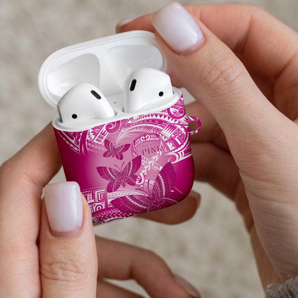 Polynesia Breast Cancer Awareness AirPods Case Think Pink Ribbon Polynesian Butterflies LT14 - Polynesian Pride
