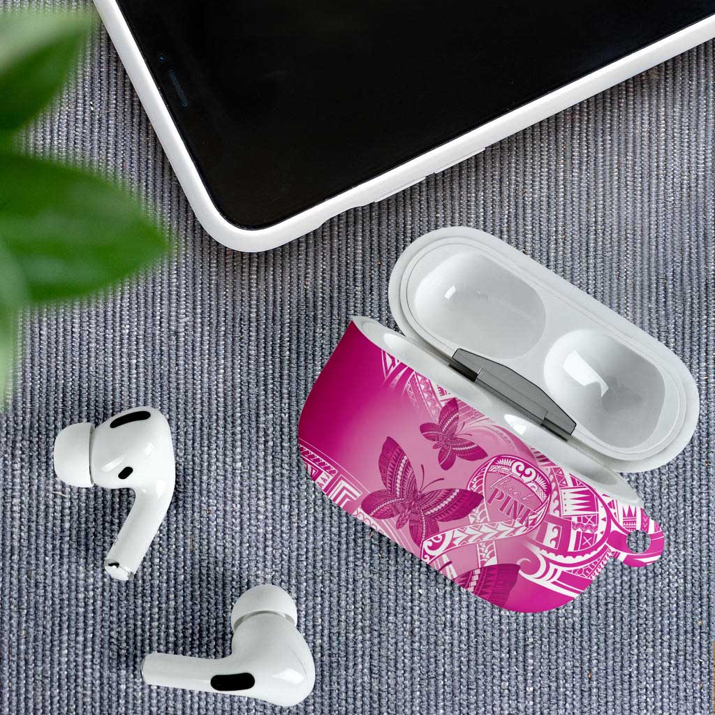 Polynesia Breast Cancer Awareness AirPods Case Think Pink Ribbon Polynesian Butterflies LT14 - Polynesian Pride