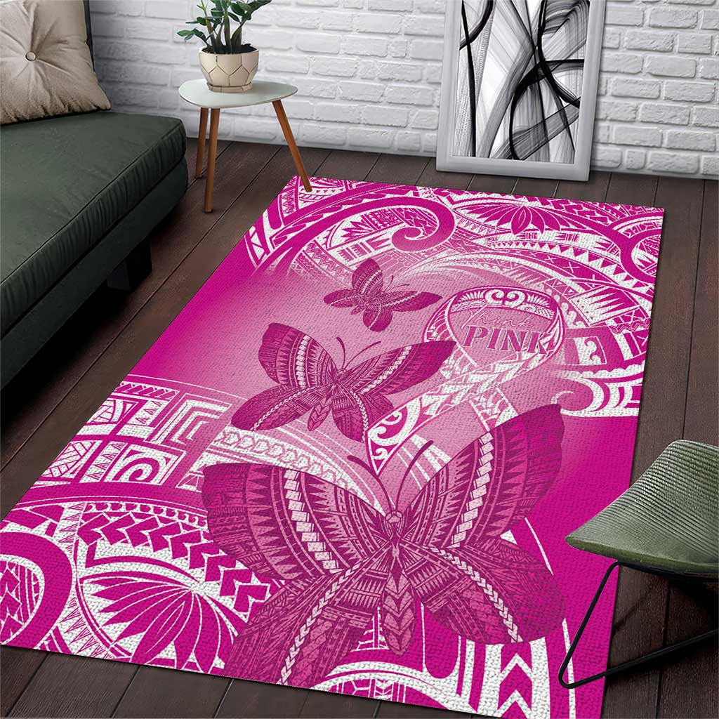 Polynesia Breast Cancer Awareness Area Rug Think Pink Ribbon Polynesian Butterflies LT14 Pink - Polynesian Pride