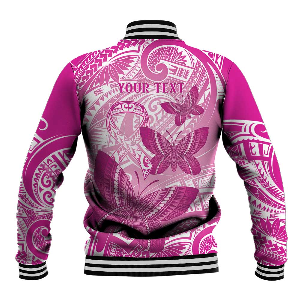 Personalised Polynesia Breast Cancer Awareness Baseball Jacket Think Pink Ribbon Polynesian Butterflies LT14 - Polynesian Pride