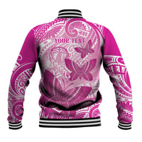 Personalised Polynesia Breast Cancer Awareness Baseball Jacket Think Pink Ribbon Polynesian Butterflies LT14 - Polynesian Pride