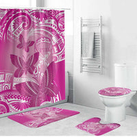 Polynesia Breast Cancer Awareness Bathroom Set Think Pink Ribbon Polynesian Butterflies LT14 Bathroom Set (4 pcs) Pink - Polynesian Pride
