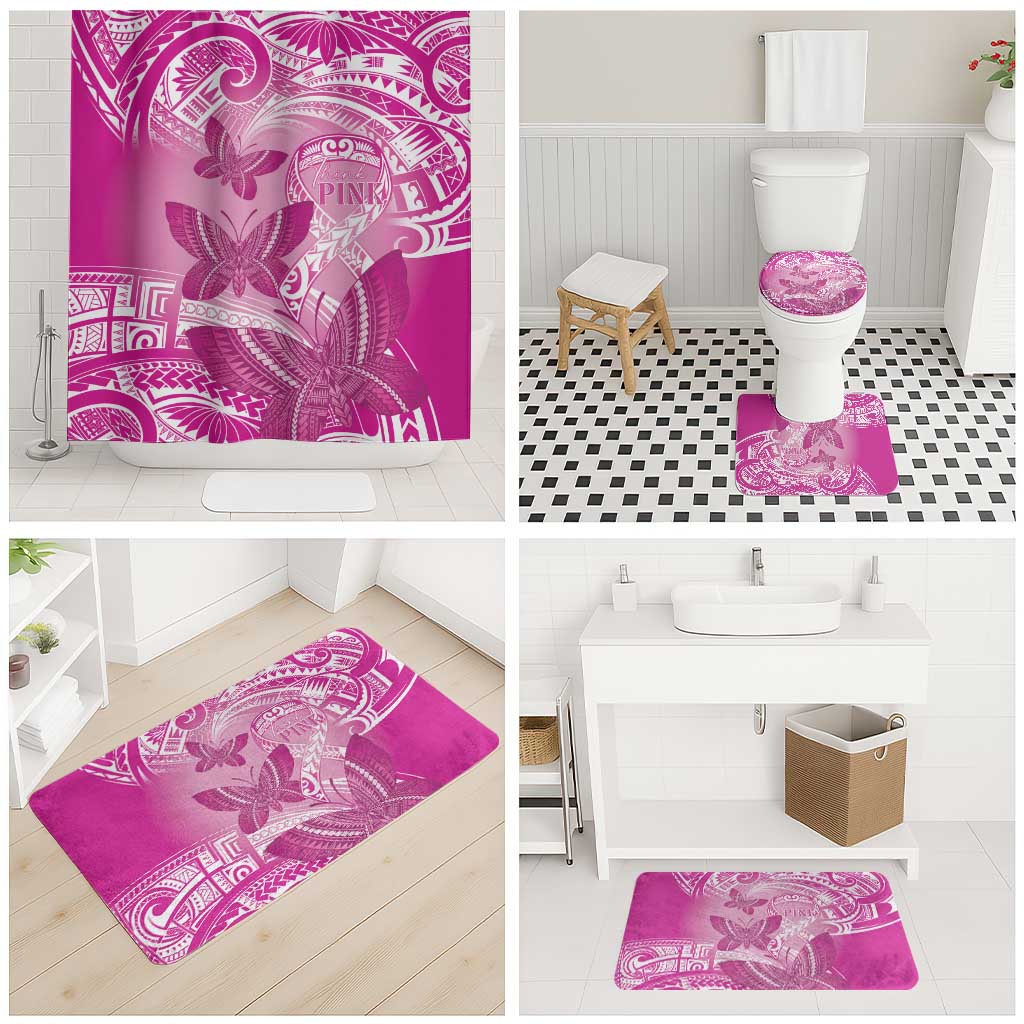 Polynesia Breast Cancer Awareness Bathroom Set Think Pink Ribbon Polynesian Butterflies LT14 - Polynesian Pride