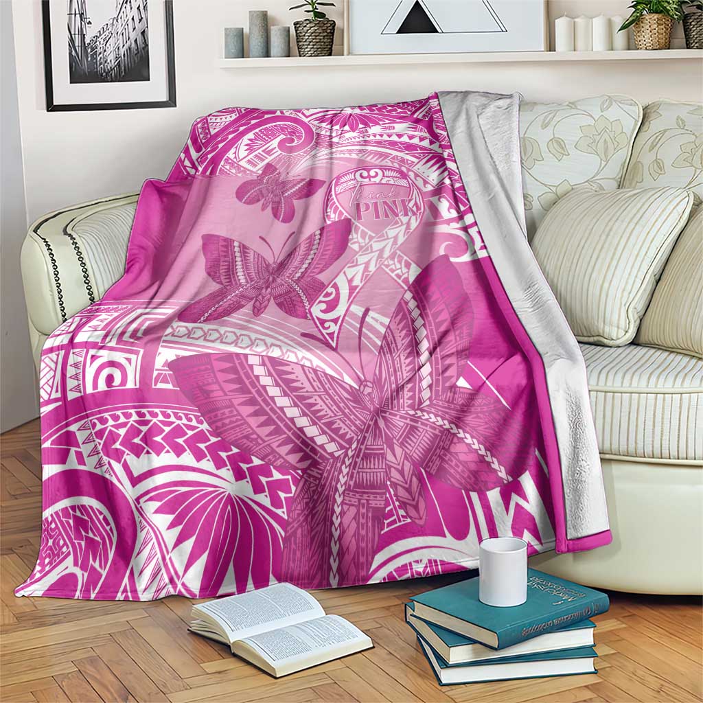 Polynesia Breast Cancer Awareness Blanket Think Pink Ribbon Polynesian Butterflies LT14 Pink - Polynesian Pride